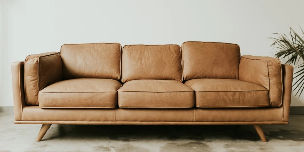 An inviting vintage brown leather sofa, the perfect home addition for the seeker of a comfortable and stylish sofa