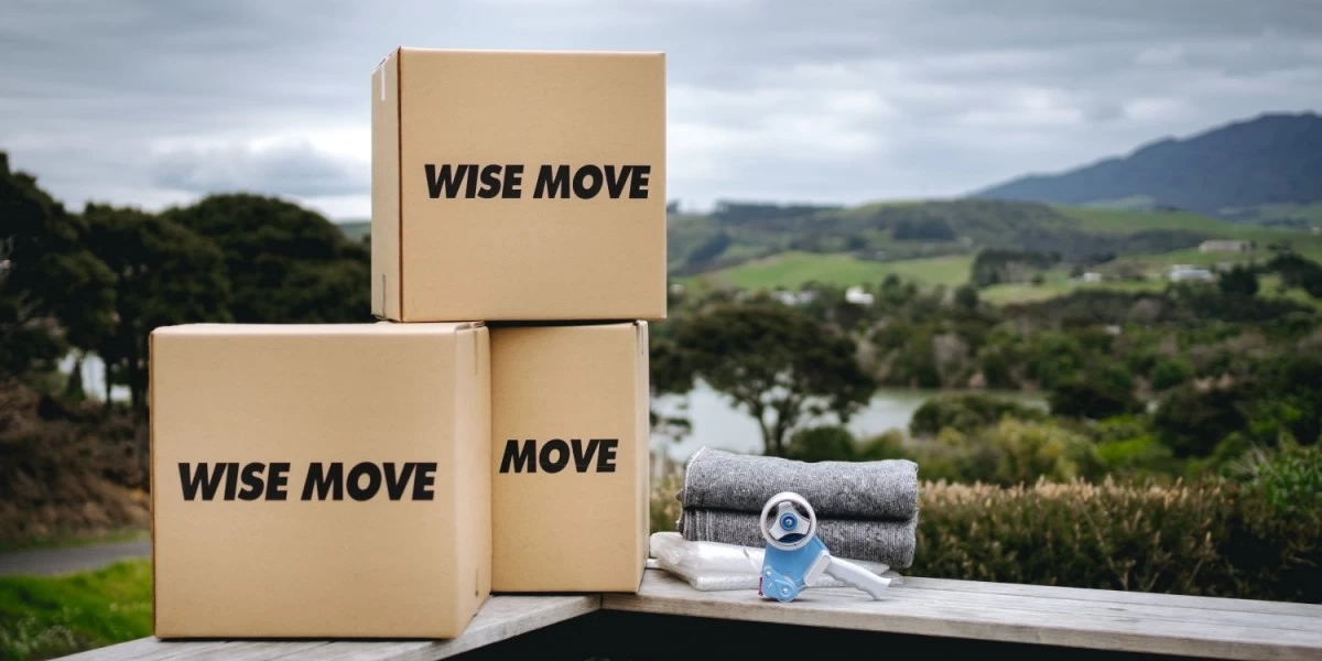 Boxed items ready to be moved to a storage facility