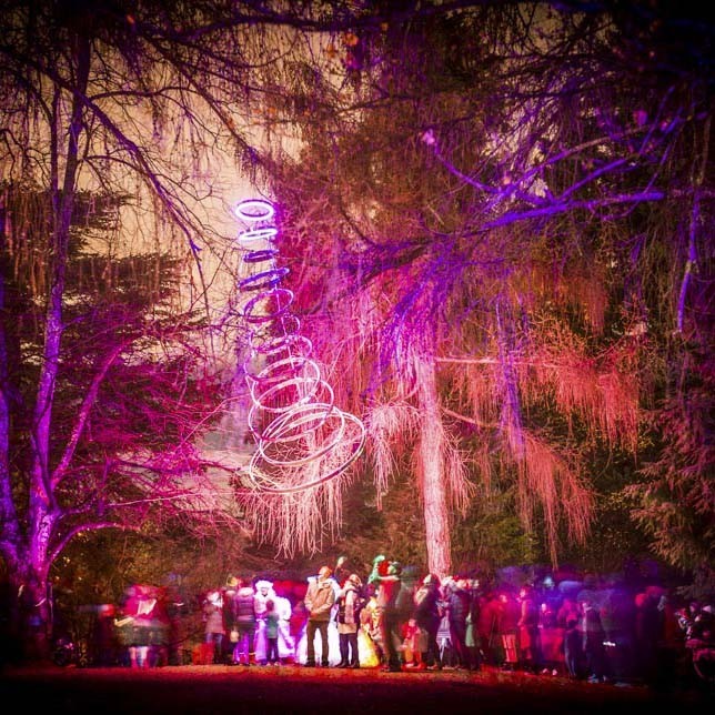 People enjoying the LUMA Light Festival in Queenstown