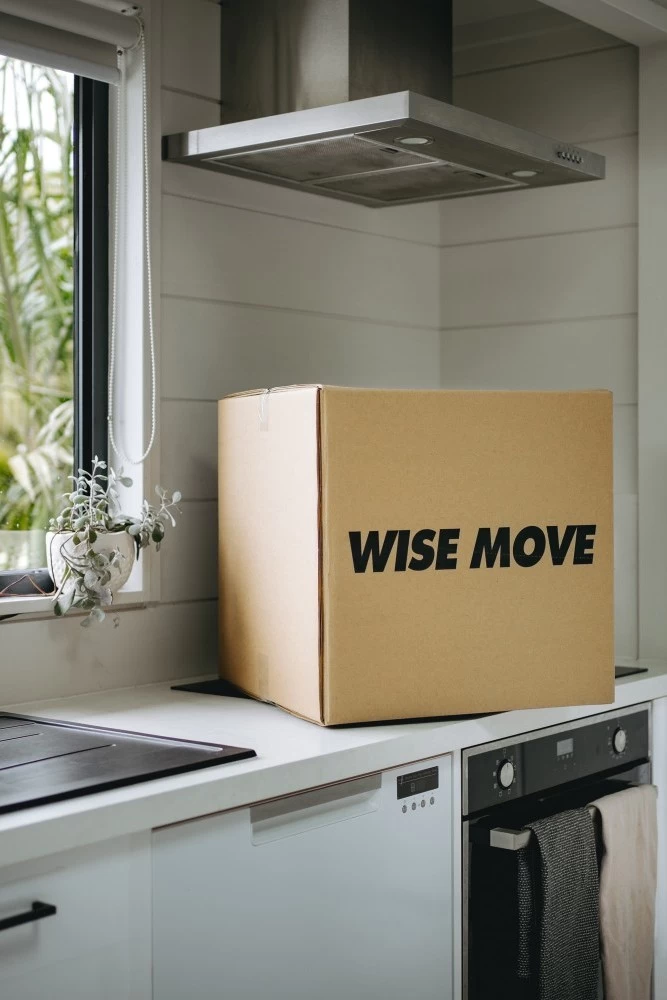 A box on top of a kitchen counter