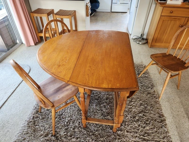 Dining Table and 4 Chairs, English Oak.