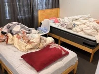 Queen bed, king single bed (2), fridge, washing machine, dryer, tv and...