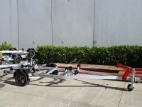 Empty alloy boat trailer