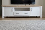 Solid Wood TV Unit / Entertainment Unit – 2100mm – White & Timber Top...
