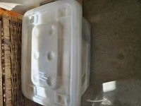 Double mattress Foam Rollable, Draws, Cane basket With items inside, C...
