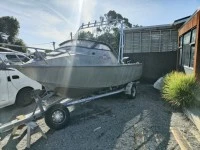 Motor boat aluminium on trailer