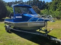 Motor boat Frewza F18 Hardtop on single axel trailer