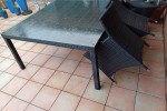 Kitchen stool (3), Glass table top, Fridge, Coffee table. Glass top, A...
