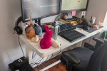 Queen bed mattress + frame, Sit/stand desk, 2 seater couch, Fridge