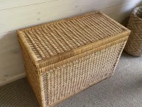 Double mattress Foam Rollable, Draws, Cane basket With items inside, C...