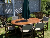 Outdoor Table and 6 Chairs and Umbrella