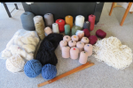 Weaving loom, Rug wool in photos