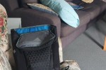 Double bed,small fridge,small couch,chair arm,2 bookshelfs