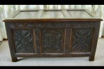 Antique oak coffer trunk