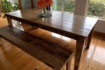 Large rimu dining table and bench seats