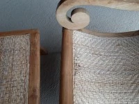 Stunning British Colonial Teak & Cane Plantation Chair and Footstool