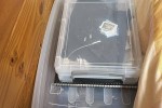 Desk, Picture, Fan, Plant, 2 x Boxes of stuff, Kitchen pots and pans -...