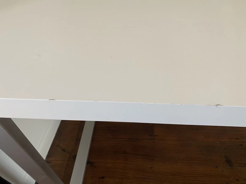 White office desk 2m x 90cm legs would be removed, 8 chairs