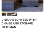 L-shaped sofa with pullout bed