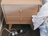 Queen Bed, Bedside Table