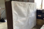 Queen bed and base, Fridge, Washing machine, Single bed
