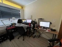 Double bed, computer chair (2), computer table (2), book shelves (2), ...