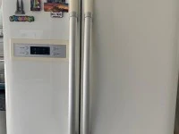 Fridge - large size, TV - 65 inches, King size single slat bed with ma...