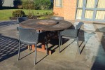 Queen Bed, Round Outdoor Table and 4 resin chairs