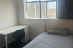 King single bed frame and matress, Ikea box shelf unit, Ikea study des...
