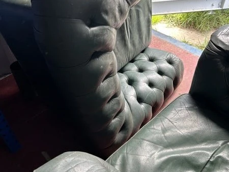 2 x Green Chesterfield style chairs