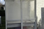 Outside Work booth - looks like a cabin
