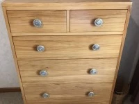 Chest of drawers, rocking chair