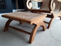 Stunning British Colonial Teak & Cane Plantation Chair and Footstool