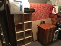 Queen slate bed, 55 inch tv in box, Tall boy, Bedside drawer, X2 conta...