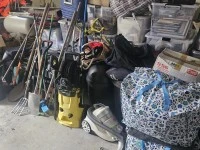 13 cube of boxs and some garden tools