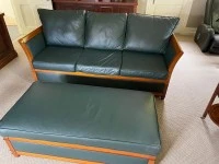 Leather sofa, Ottoman - may fit within the sofa dimensions