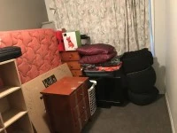 Queen slate bed, 55 inch tv in box, Tall boy, Bedside drawer, X2 conta...