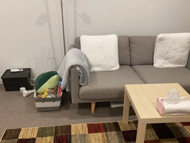2 seater couch, side table
