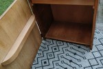Mid-century wood fold-out sewing table or workstation