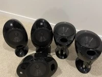 5 oval egg speakers 22cm tall x13cm deep x 13cm wide.