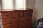 Queen bed-Tallboy, and a few cardboard boxes