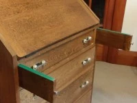 Honey Oak Writing Desk - Art Deco.