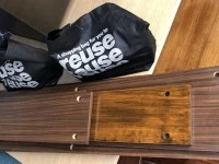 Book shelf flattened wood slats and box