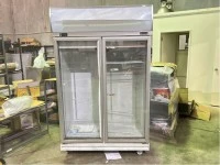 Commercial double door fridge and a large chest freezer