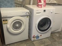 Queen bed and mattress, Queen bed and mattress, Fridge, Washing machin...