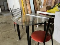 Fridge, double bed mattress and frame already dissembled, Round table ...