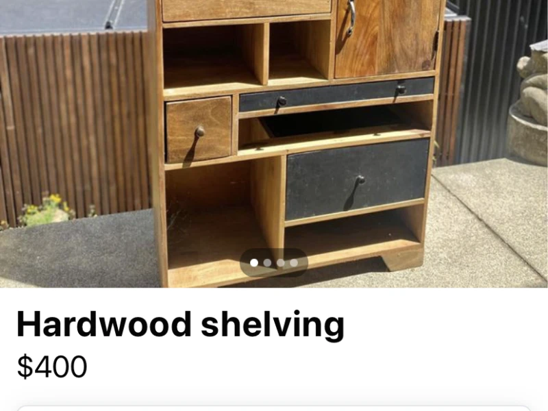 Wooden shelving unit