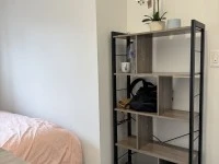 Queen bed and mattress, L shaped desk and office chair, Book shelf, 3 ...