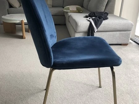 Nood Dining Chairs Dark Blue Velvet x 6