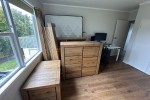 Queen bed with Mattress, bedside table (2), tallboy, study table, mirr...